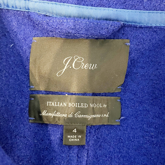 J. Crew Italian Boiled Wool Daphne Notch Lapel Longline Topcoat Cobalt Blue 4 - Picture 2 of 9